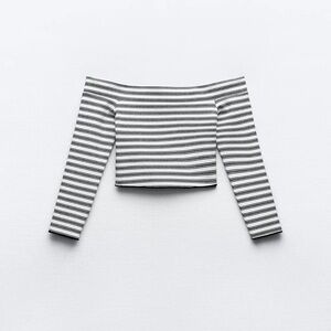 Zara Striped Off-Shoulder Top